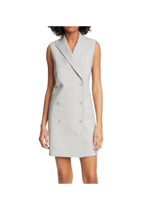 THEORY Blazer Dress Womens 4 Sleeveless Gray Stretch Wool Minimalist Tailored Of - Picture 13 of 13